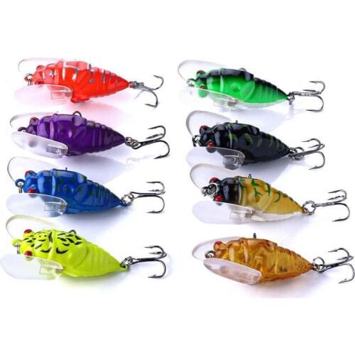 70% Hot Sale 8Pcs Fishing Lure Bionic Attractive Lightweight Freshwater Cicada Insect Swimbait for Angling