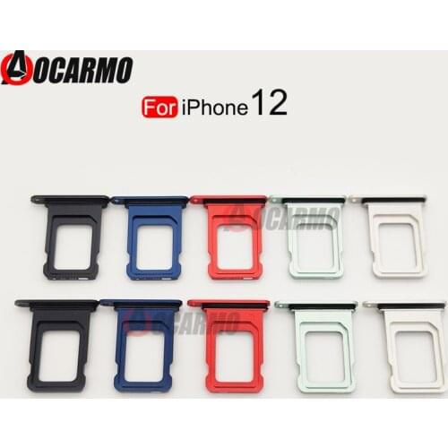 Aocarmo 10PCS/Lot Dual Sim Card For iPhone 12 Single SIM Card Tray Slot Holder Adapter Socket Replacement Parts