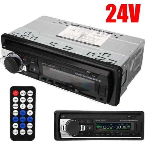 1pc 24V Car Auto Radio Stereo Player Digital bluetooth MP3 Player FM Stereo Audio USB/SD Remote Control With In Dash AUX Input
