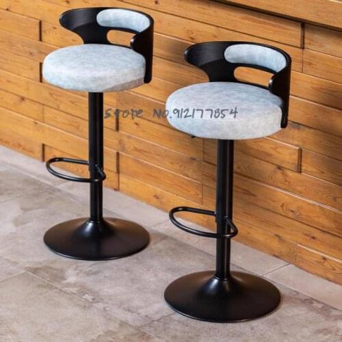 Bar Chair Modern Minimalist Home Backrest High Stool Wrought Iron European And American Lift Bar Chair High Stool