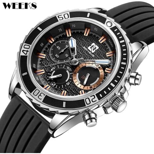 Chronograph Quartz Watch for Men Silicone Sports Mens Watches Military Waterproof Clock Relogio Masculino Male Wristwatch Hour