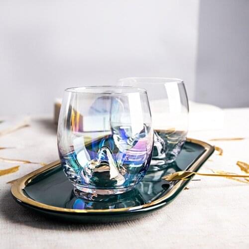 Japanese Style Colorful Whiskey Glass Diamond Crystal Water Cup Transparent Coffee Mug Milk Tea Mug Home Bar Drinkware Glass Cup