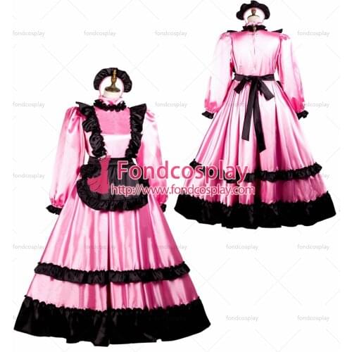 Sissy maid satin dress lockable Uniform cosplay costume Tailor-made[G3735]