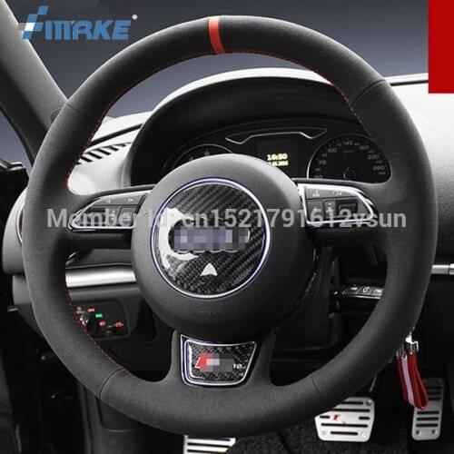 For Audi A3 High Quality Hand-stitched Anti-Slip Black Suede DIY Steering Wheel Cover