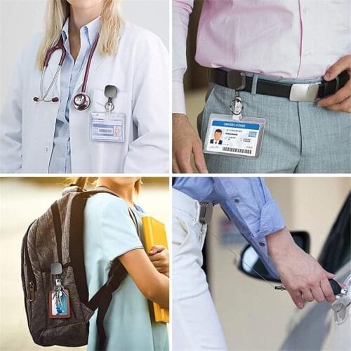 Electroplated Metal Card Holder Lanyard Nurse Accessories Key Holder Office Supplies Retractable Badge Holder ID Card Key Holder