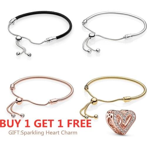 GChic Base Moments Snake Chain Slider Bracelet for Original Charms Jewelry for Women Pulseras Mujer Gifts