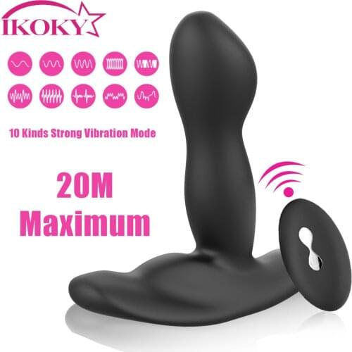 IKOKY 10 Speed Butt Plug Silicone Dildo Wearable Wireless Remote Control Male Prostate Massage Sex Toy for Women Anal Vibrator