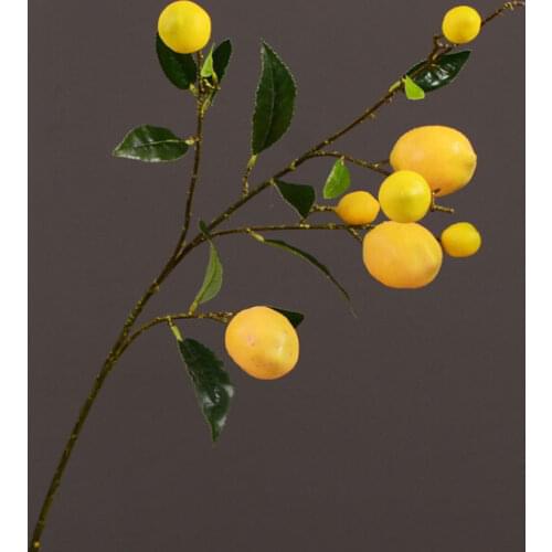 Simulation Green Plant Artificial Fruit Flower Yellow Simulation Lemon Fruit Tree Branch