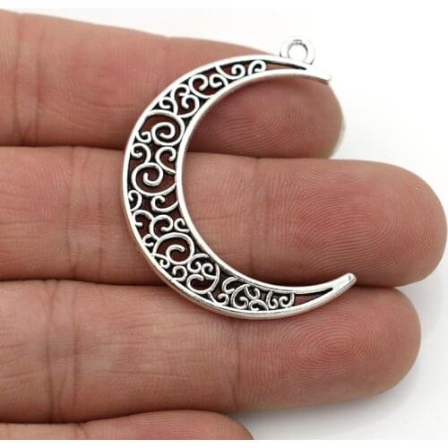 JAKONGO 5pcs Hollow Moon Charms Pendants for Jewelry Making Bracelet DIY Accessories 41x30mm
