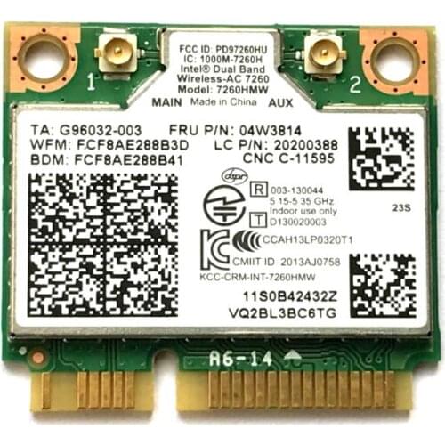 SSEA Card Wifi Bluetooth 4.0 for Intel Dual Band Wireless-AC 7260 7260HMW 867M half Mini PCI-E for IBM S440 S540 E440 04W3814