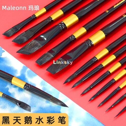 Maleonn 6300 Artist Paint Brushes, Squirrel Hair Round,Flat,Angled Watercolor Paint Brush Set for Acrylics Watercolors Gouache
