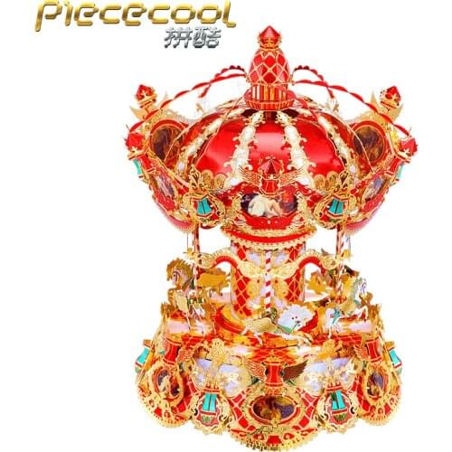 MMZ MODEL Piececool 3D metal puzzle Merry go round Music box Assembly Model DIY 3D Laser Cut Model puzzle toys gift for adult