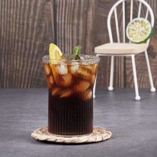 200~300ml Multi-Purpose Wine Glass 2Pcs/Set Vertical Stripes Open Whisky Vodka Cocktail Cup Ice Coffee Cold Drink Drinking Set