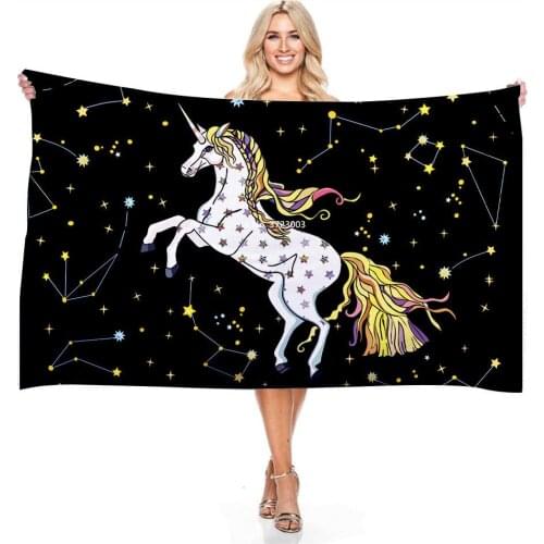 Fashionable Rainbow Unicorn Print Bath Towel Children Boys and Girls Bathroom Quick-dry Absorbent Rectangular Bath Towel