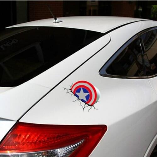 MR TEA Super Hero Series Stickers Decals 3D Broken Car stickers Cute Creative Shield Stickers Decorations