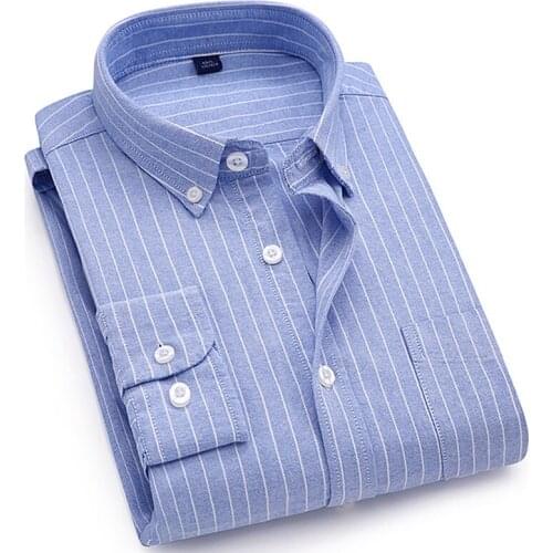 Shirts For Men Formal Striped Shirt Oxford Long Sleeve Dress Shirts Spring Autumn
