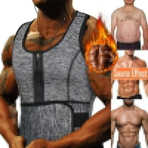 Mens Waist Trainer Corset Compression Sauna Shirt Slimming Body Shaper Vest Workout Tank Tops Abs Abdomen Undershirts Shapewear
