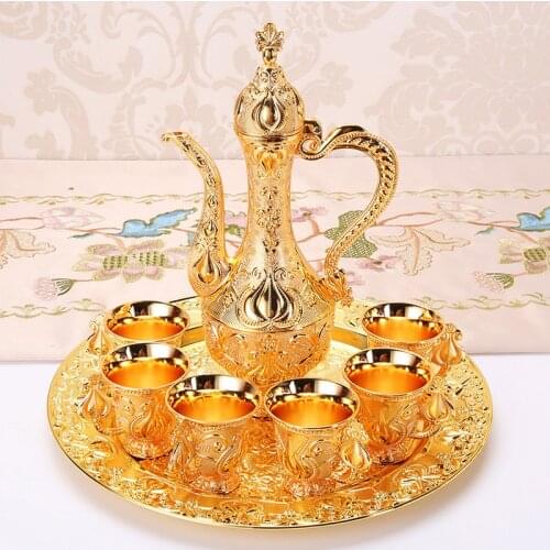 Liquor cup set creative household wine set small wine cup European style metal wine pot high grade decoration wedding gift