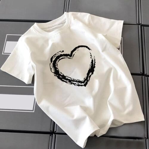 Novelty 2020 New Girls T Shirt Love Heartbeat Leaves Warmth Design Kid Clothes Girl Tshirt Harajuku Boys T Shirts Unisex 24M-9T