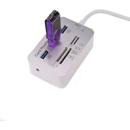 5 V Portable USB2.0 Female New 7 in 1 OTG Adapter 8 PIN Lightning to 3x USB Port 2.0 HUB Host Sd Card Reader White