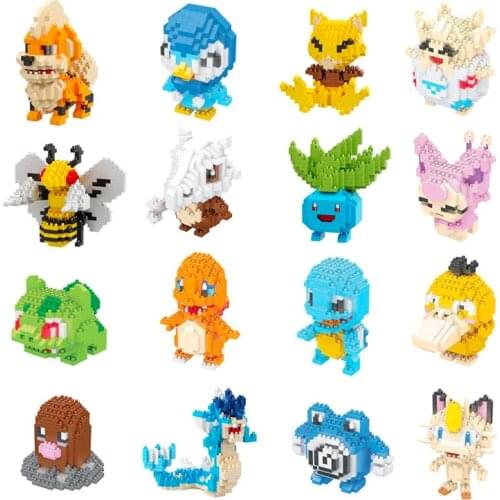 Genuine Pokemon Anime Pop It Pikachu Minions Technic Toys For Children Action Figure Building Blocks Charmander Bulbasaur Squirt