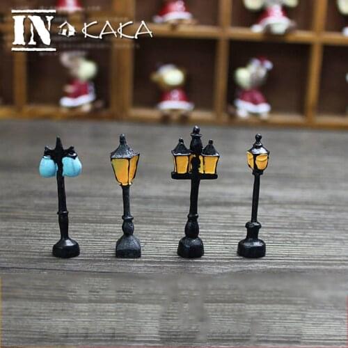 4pcs Resin retro streetlight model desktop decor figurines Toys DIY miniatures/terrarium mini fairy garden accessories ornaments