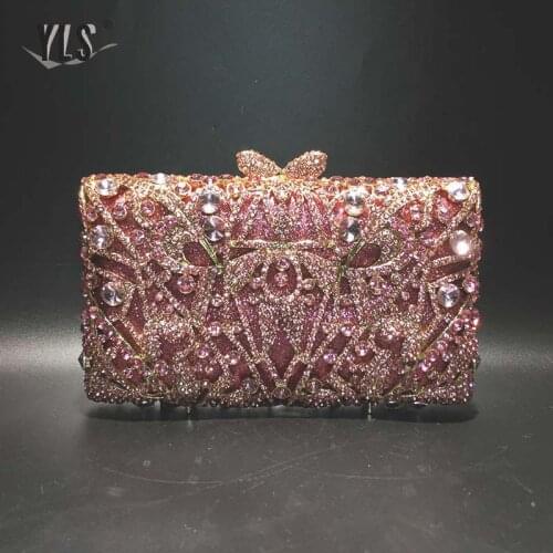 Pink Silver Gold Luxury Diamond Clutch Womens Elegant Handbags Crystal Evening Party Bags Bridal Wedding Purse Sac Femme 2020