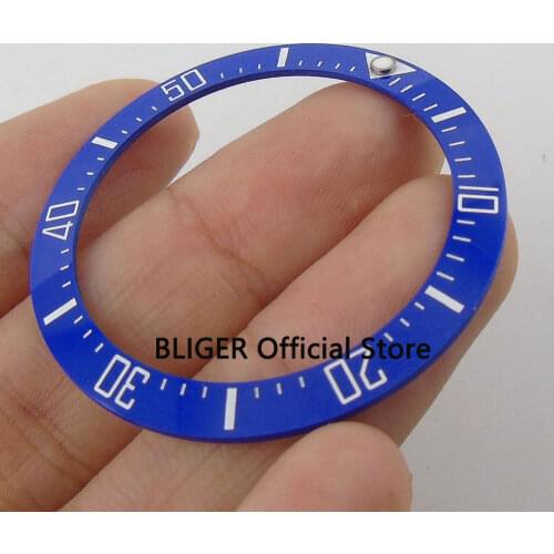 39.7MM Blue Ceramic Bezel White Marks Insert Fit For SEA Automatic Movement Mens Watch BB20
