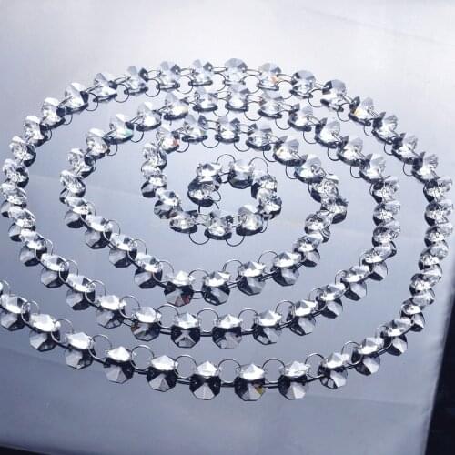 6.8Feet Glass Crystal Prisms 14mm Octagon Chandelier Chain Chandelier Parts Lighting Accessories Garland Strand Curtain Chain