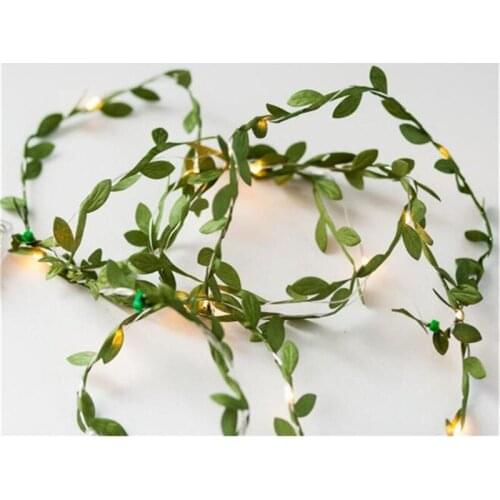 5M 50LED Fairy String Lights Leaf Garland Copper wire LED For Wedding Forest Table Christmas Party Creative Decor