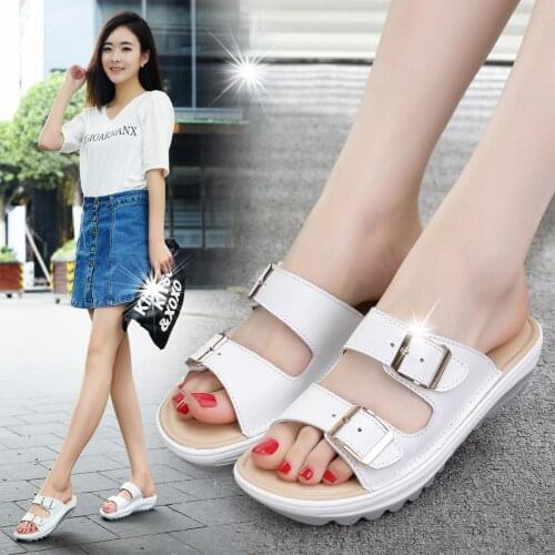 Outdoor Women Slippers Fashion Summer Casual Shoes Women Beach Sandals Leather Peep Toe Sandals Platform Shoes