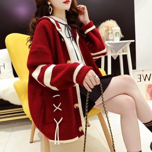 Knitted Hooded Jacket Women Sweater Cardigan Korean Imitation Mink Velvet Female 2021 New Spring Autumn Plus Size Clothes