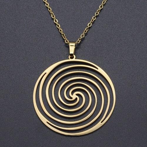 Geometric Spiral Round Stainless Steel Charm Necklace for Women Fashion Jewelry Necklaces Dainty Steel Necklaces Dropshipping