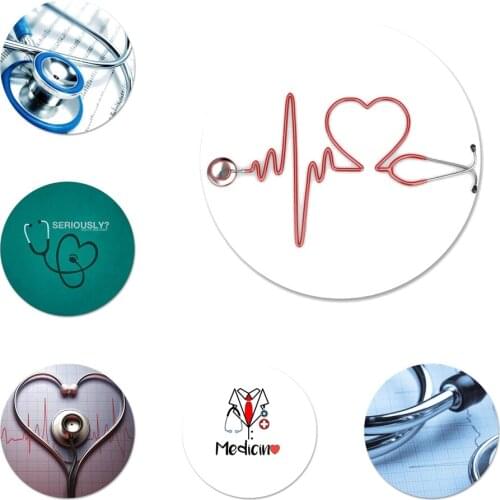 58mm Medical Medicine Health Heart Stethoscop Icons Pins Badge Decoration Brooches Metal Badges For Clothes Backpack Decoration