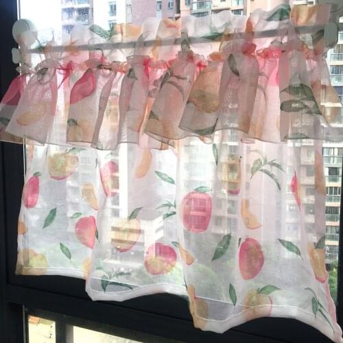 1pcs Rod Pocket Lemon Short Curtain for Kitchen Cafe Hotel Valance Tier Lace Sheer Romantic Roman Drapes Tende DL054C
