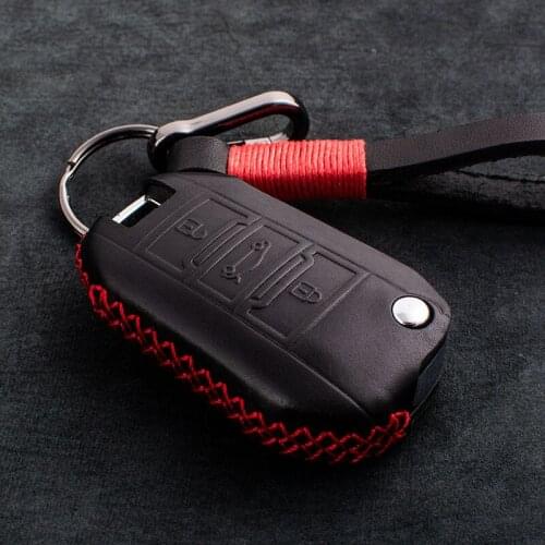 1X Genuine Leather man Car Key Case Cover For Peugeot 107 206 207 208 306 307 308 407 408 508 RCZ For Citroen C2 C3 C4 C5