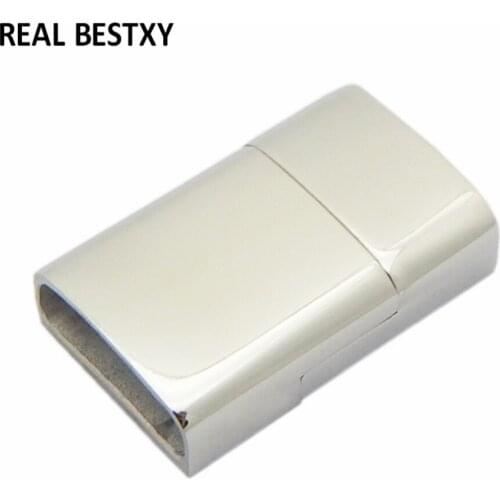 20pcs/lot hole size: 13*4.2mm Stainless Steel Magnetic Clasps Flat Rectangle Hole for Leather Cord Bayonet Clasp Bracelet DIY