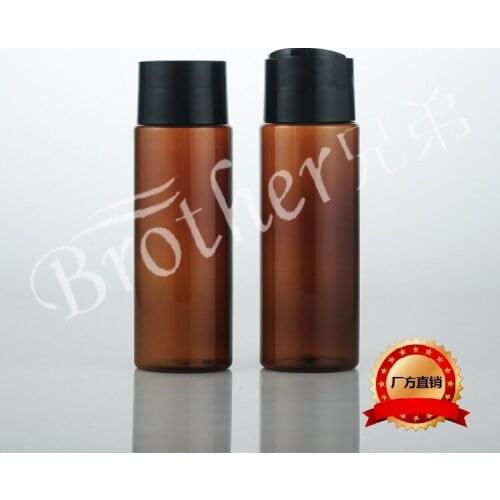 250ml Brown Flat Shoulder Bottle Press Cover Emulsion Bottle Cosmetics Double-layer Bottle 10pcs/lot