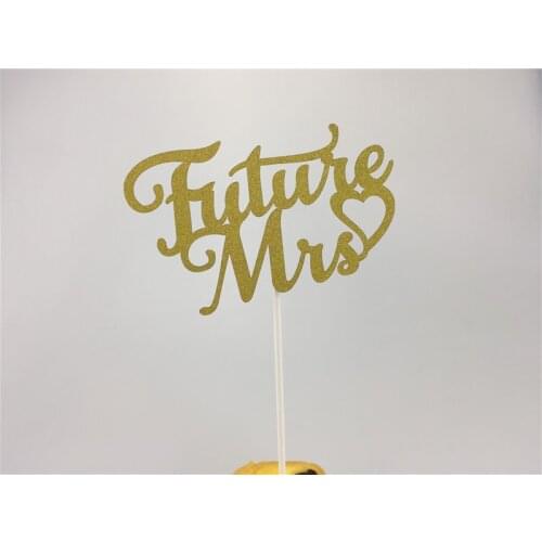 7.5*12cm Gold Glitter Future Mrs Cake Topper Bridal Shower Wedding Engagement Party Cake Decorations