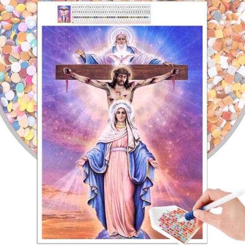 Diamond Painting Religion Jesus Cross Holy Light 5D DIY Embroidery Set Home Decor Mosaic Square Round Rhinestone Mural Art