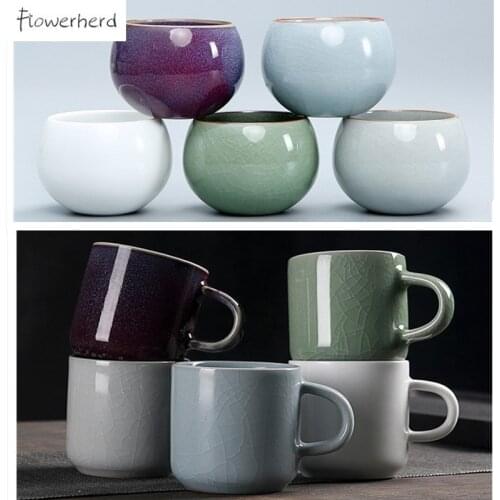 Large Ceramic Tea Cup Porcelain Teacups Teaware Kung Fu Tea Set Cup Master Cup Retro Ru Kiln Tea Mug Coffee Mugs Coffee Cups