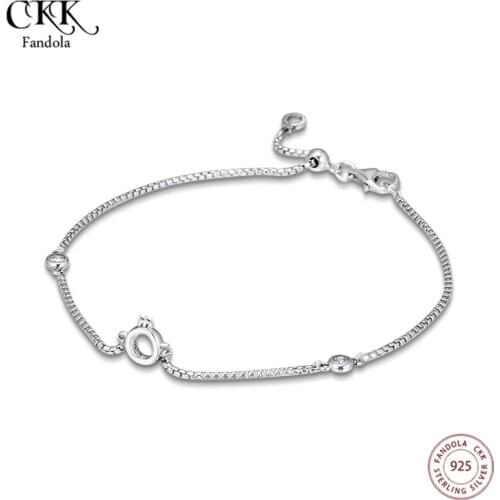 Sparkling Crown O Chain Bracelet Femme 925 Sterling Silver Bracelets for Women Fashion Jewelry Making brazalete mujer