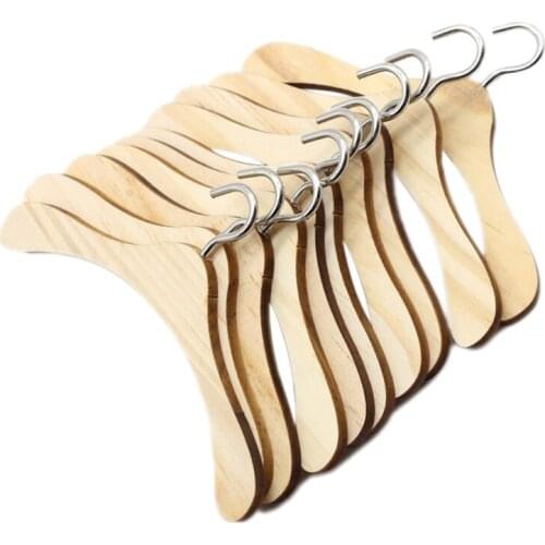 Dropshipping Wooden Dress Hangers Dolls Accessories Interactive Toy 10Pcs/Lot for Children