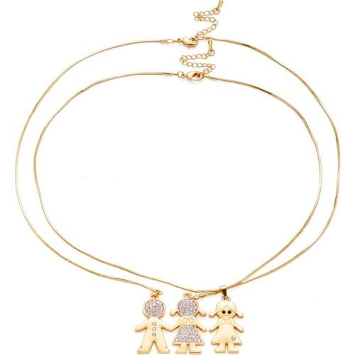 2 Layered Boy Girl Necklaces for Women Gold Color Necklaces & Pendants Crystal Jewelry chaine homme Gift 2021