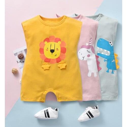 2021 Summer Animal Baby Girl Clothes Sleeveless Newborn Bebe Boy Lion Unicorn Dinosaur Rompers Kawaii Infant Outfit For Children