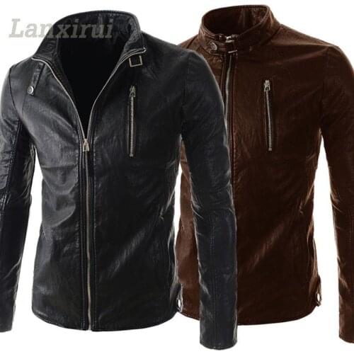 Hot Fashion Stand Collar Zipper Decoration Pu Male Casual Clothing 5666 P85