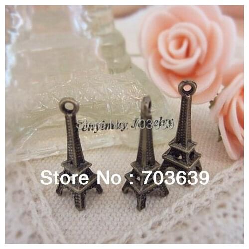 Fashion Jewelry Pendant 8x23mm Bronze Eiffel Tower Pendants For Necklace DIY 50pcs/Lot Free Shipping