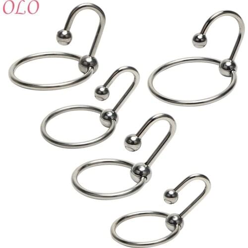 Male Chastity Device Sex Toys Urethral Dilator with Head Ring Stainless Steel Penis Rings Penis Plug Catheter Sound Beads