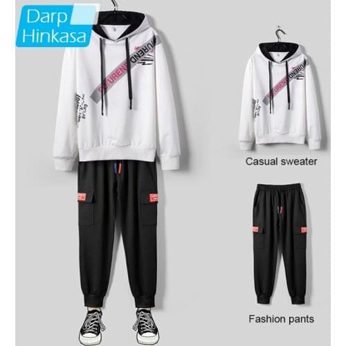 Men Autumn Printing Hoodie Sets Fashion Casual Hoodies Pants Men Winter Jogger Sports Suittrack Suits Sweatshirt Men Pullover