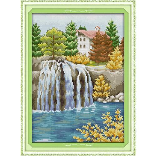 Little waterfall cross stitch kit 14ct 11ct count printed canvas stitching embroidery DIY handmade needlework